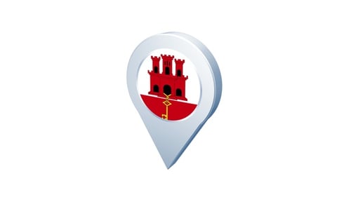 Animated 3D Location Pin with Gibraltar Flag
