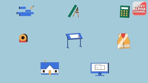 Animated Construction and Engineering Icons Set