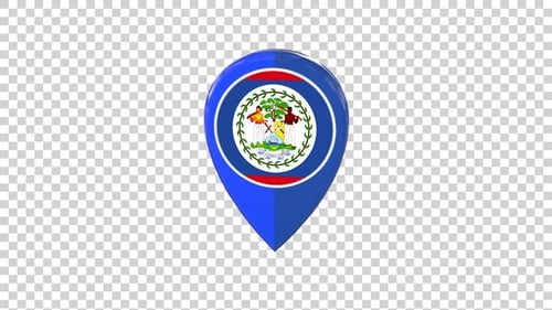 Modern 3D Map Pin Spinning With Belize Flag