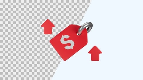 3D Animation Icon of Price Up | Alpha Channel