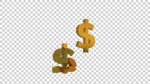 Golden Dollar Signs Break and Collapse