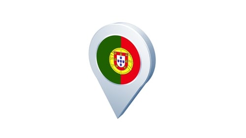 3D Animated Location Pin with Portugal Flag