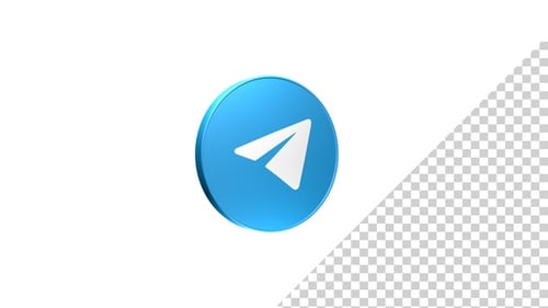Animated 3D Telegram App Icon Reveal with Rotation