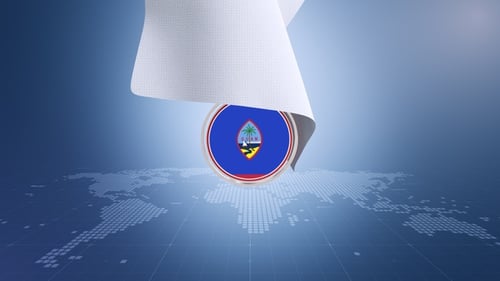 White Cloth Reveals Circular Badge with World Map Background