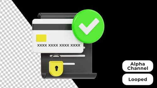 3D Animated Approved Payment | Alpha Channel