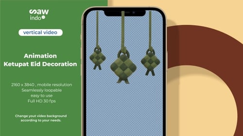 3D Animation Ketupat Eid Decoration – Islamic Festive Ornament Loop No Background Vertical
