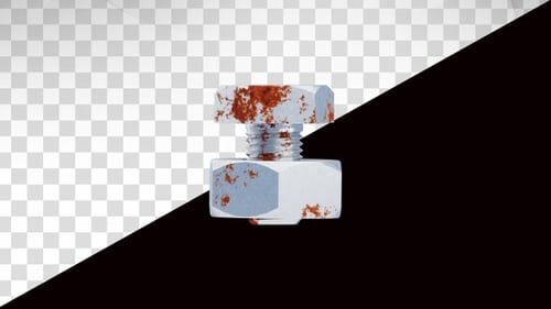3D Rusted Bolt Screwing Into Nut Animation
