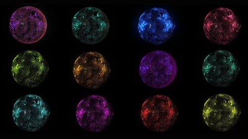 Abstract Glowing Patterned Sphere Background Loops Pack