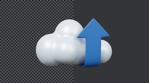 Animação 3D de upload na nuvem