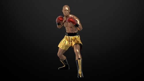 Golden Boxer 3D Animation in Fighting Stance