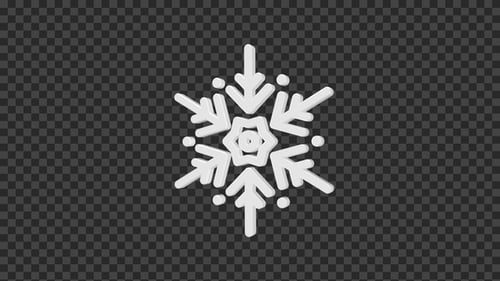 3D White Snowflake Rotating Seamless Loop Animation