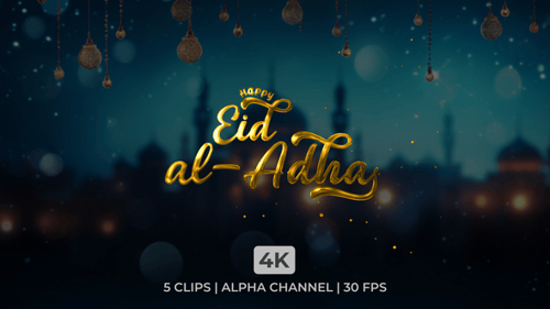 Golden Eid al-Adha Title Reveal with Elegant Particles Animation