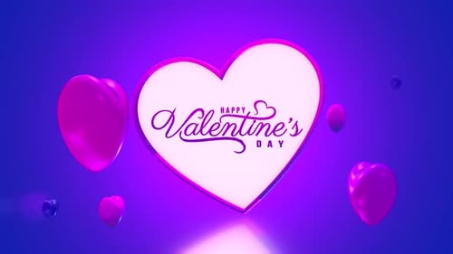 Happy Valentine's Day Glowing Hearts Background Animation