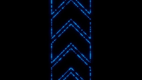Vertical video blue neon moving digital arrows loop animation