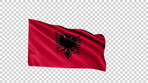 Realistic Waving Albania National Flag with Fabric Texture