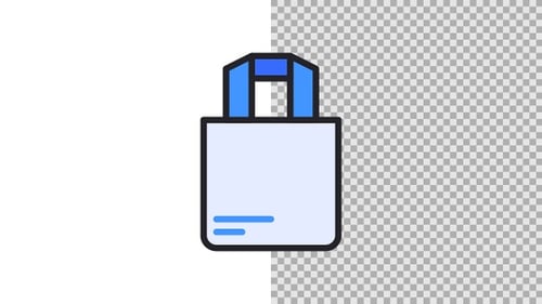 Animated Flat Design Shopping Bag Icon for E-commerce