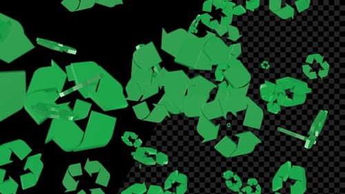 Icono de reciclaje 3D Falling Green Alpha Loop