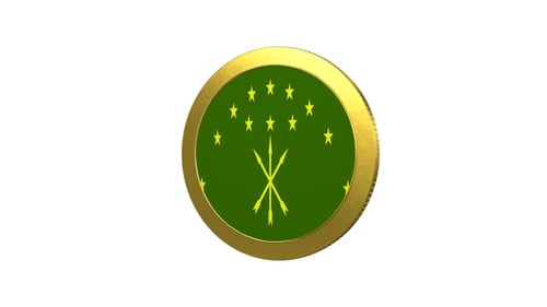 Drapeau d'Adyguée avec boucle à pièces en or Alpha