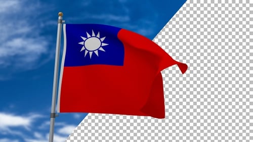 Realistic Waving Flag of Taiwan Republic of China Loop