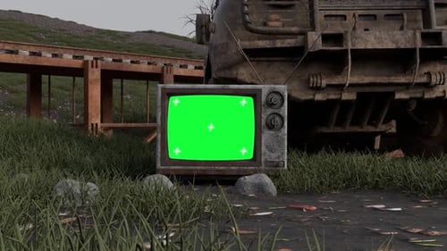 Old Tv Mockup Green Screen