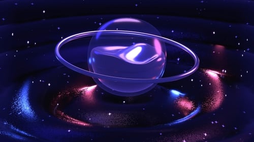 Bubble Planet On Glitter Stars Wave