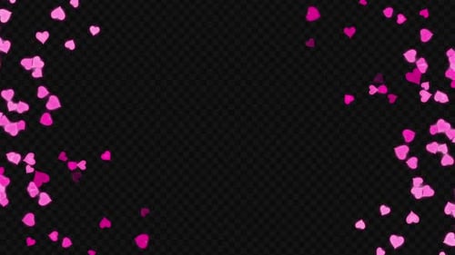 Blowing Heart Particles on Transparent Background V5
