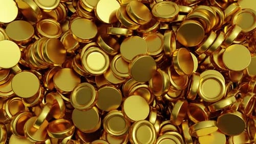 3D Sliding Gold Coins Transition Looping Animation with Transparent Background