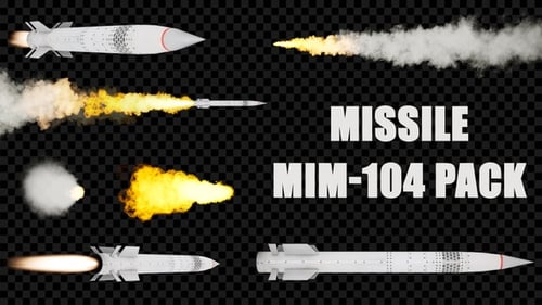 Realistic Missile Launch with Exhaust Smoke Trail and Alpha Channel