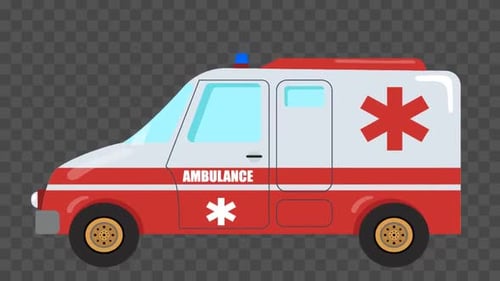 Animated Flat Design Ambulance Driving