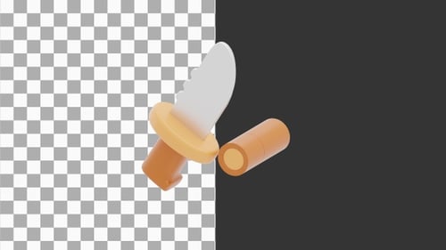 3D Animation of Multi-Functional Camping Knife for Versatile Use | Alpha Channel