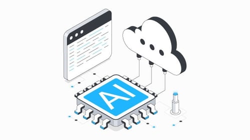 Artificial intelligence chip Isometric Animation Alpha Channel