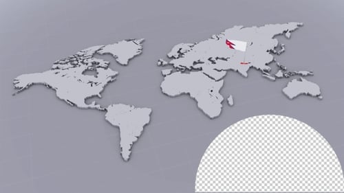 Bandera de Nepal en el mapa mundial extruido