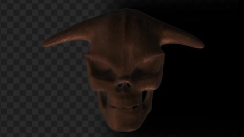 Animação de caveira 3D escura em bronze