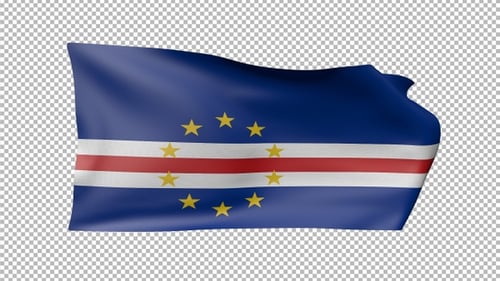 Realistic Cape Verde National Flag Waving Animation