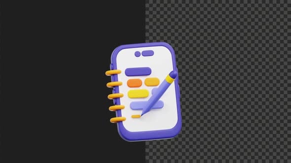 3D Animated Notepad with Pen Writing for Digital Tasks, Elements Motion ...