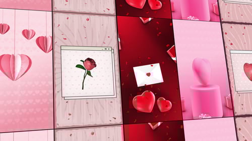 Animated Decorative Love Hearts and Gifts for Vertical Content