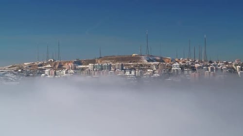 8K Transmitting Antennas On Hill In City