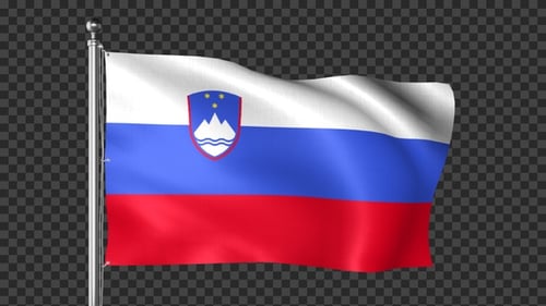 Animated Slovenia Flag Waving with Alpha Channel