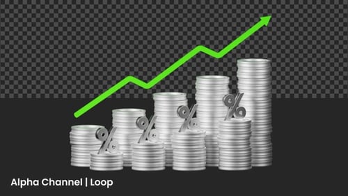 3D Financial Growth and Interest Rate Increase Animation | Alpha Loop