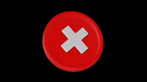 Animação de símbolo cruzado de erro em fundo transparente