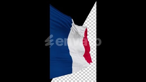 Realistic Waving French Flag Vertical Animation