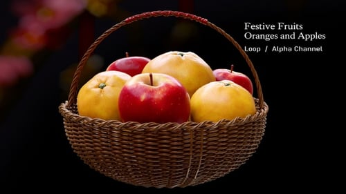 Frutas festivas, naranjas y manzanas