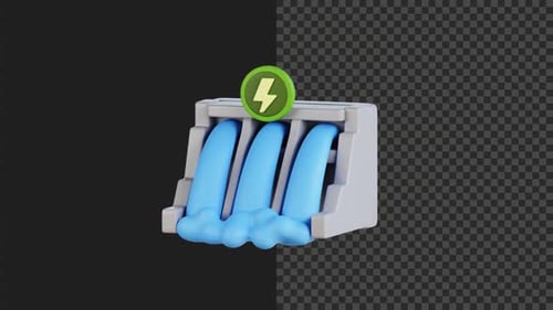 Animated 3D Hydroelectric Dam Generating Clean Energy