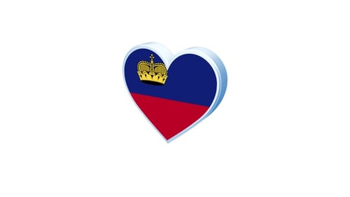 Animated Liechtenstein Flag Heart 3D Rotation