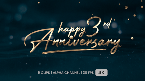 3rd Happy Anniversary Text Animation