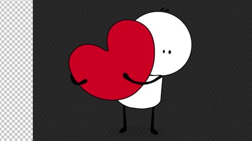 Valentine Day Cartoon Character Alpha Looped