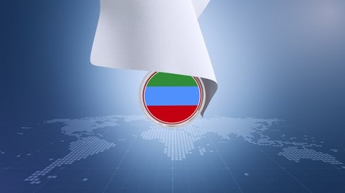 Elegant Fabric Reveal of Emblem on Digital World Map