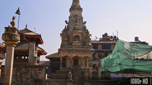 Parallax of the the Nritya Vatsala or Vatsala Devi Temple in Bhaktapur Durbar Square, Nepal