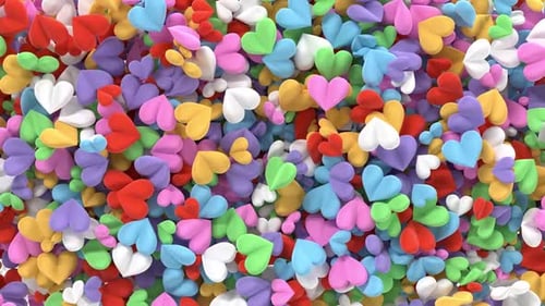 Colorful 3D Hearts Transition with Alpha Channel