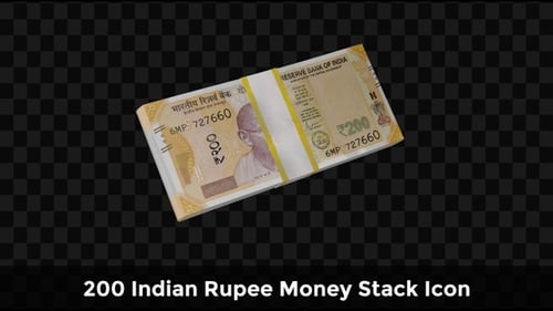 Animated Indian Rupee Money Stacks Spinning Loop